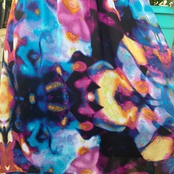 Midnight Aurora Tie-Dye Watercolor Abstract High Low Bohemian Whimsical Dress - Picture 15 of 17